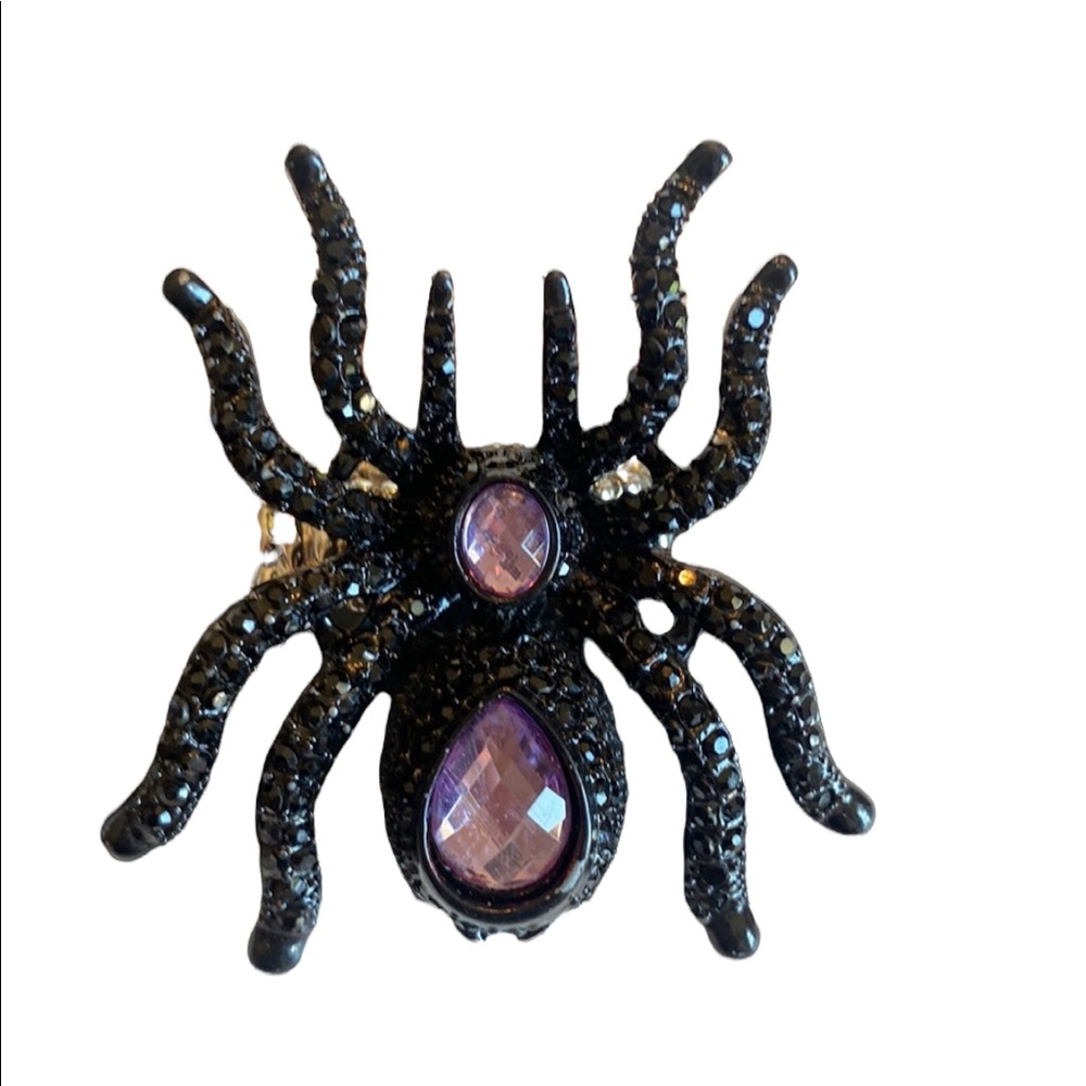 Black Spider Rhinestone Stretch Ring